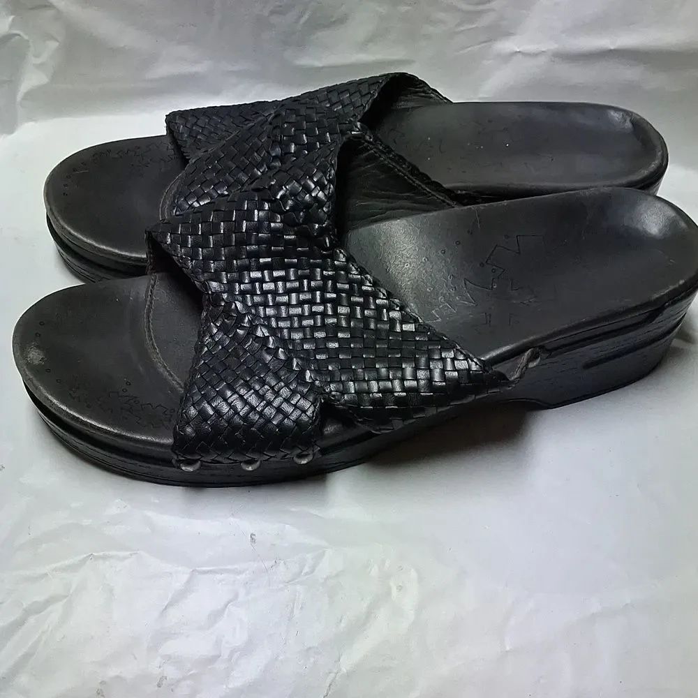 Dansko Black Woven Slide Sandals EU 43 US 11 Preowned - Picture 4 of 15